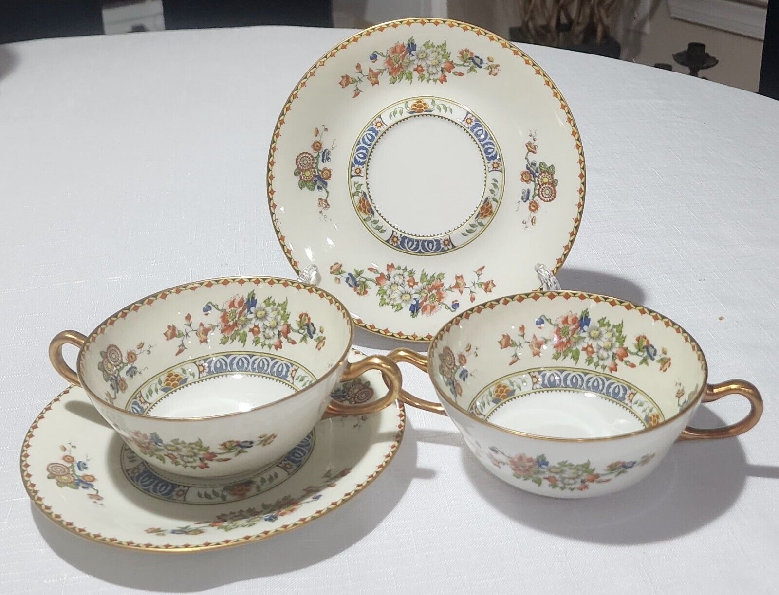 Antique T&V Limoges Soup Bowls and Cups