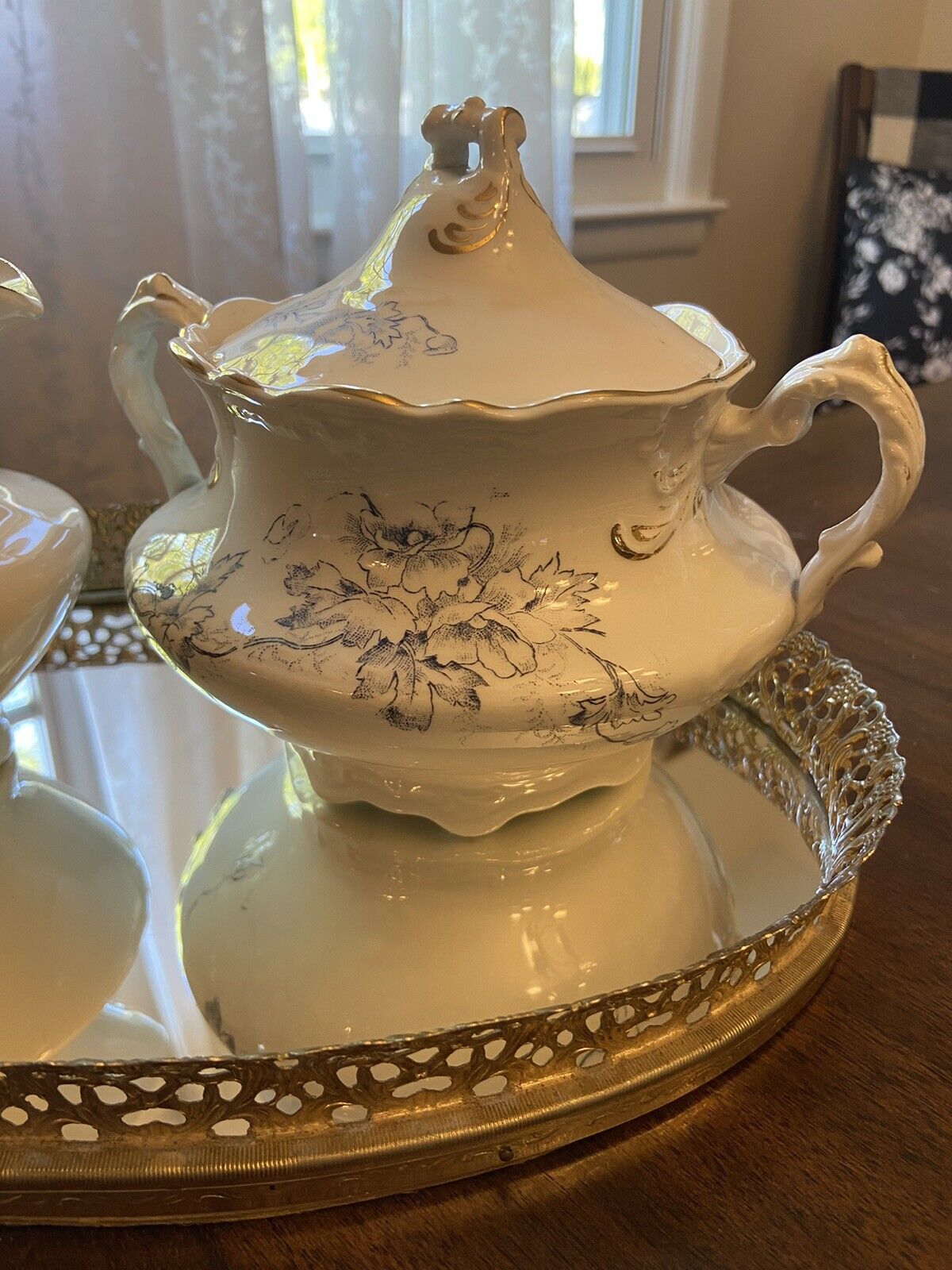 Sevres China 1900s Gilded Cream and Sugar Set