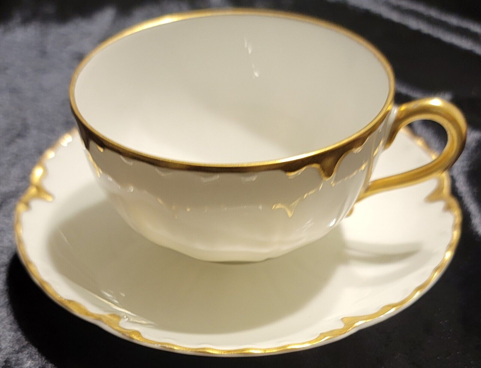 Haviland Limoges Gold Rim Tea Cup & Saucer
