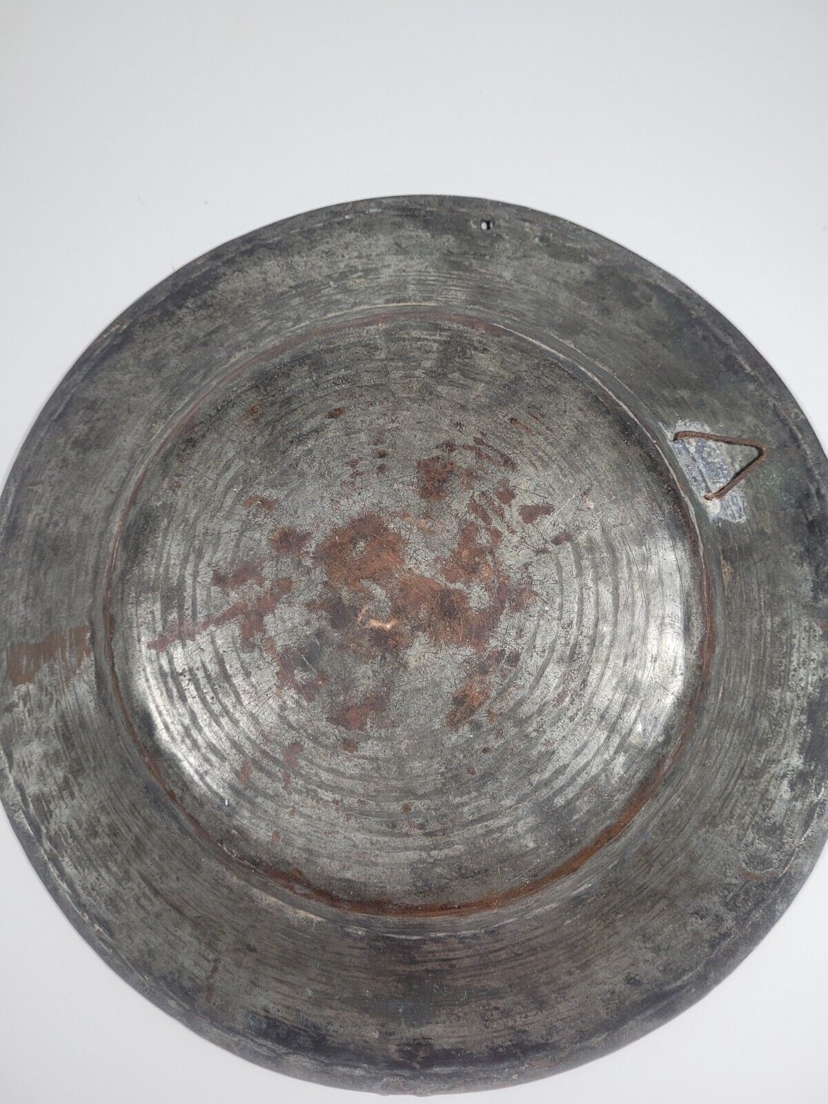 Antique Copper Plate Tray - Medieval Soldier Design