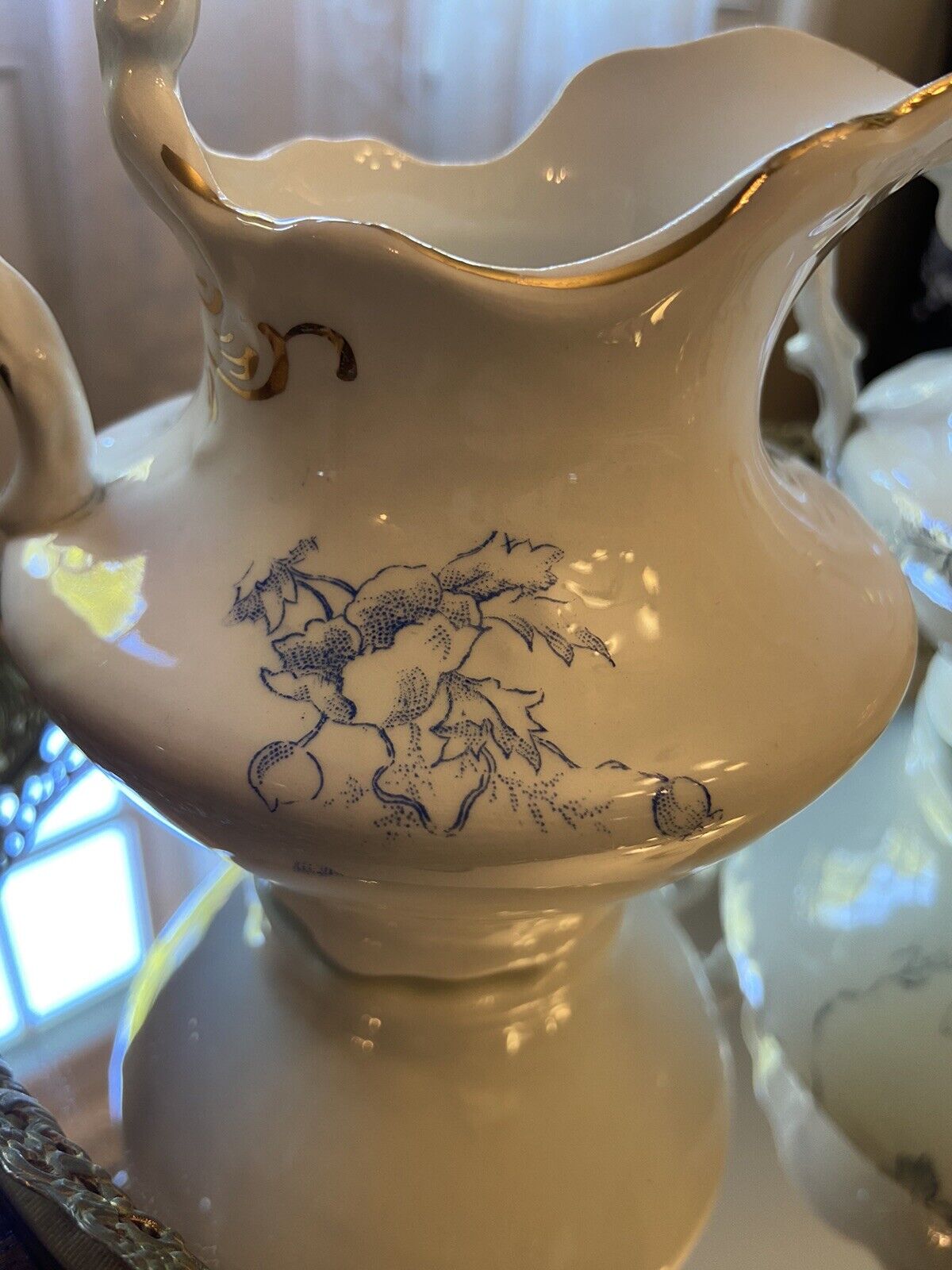 Sevres China 1900s Gilded Cream and Sugar Set