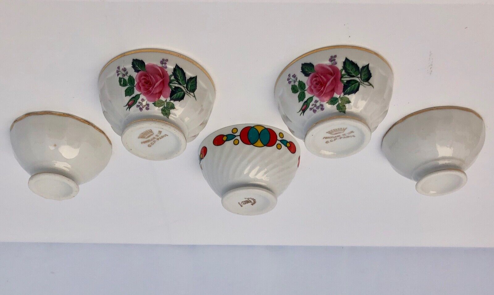 Set of Five Vintage French Tea Bowls