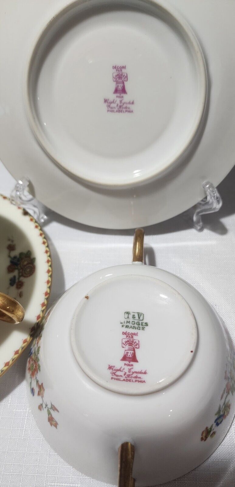 Antique T&V Limoges Soup Bowls and Cups