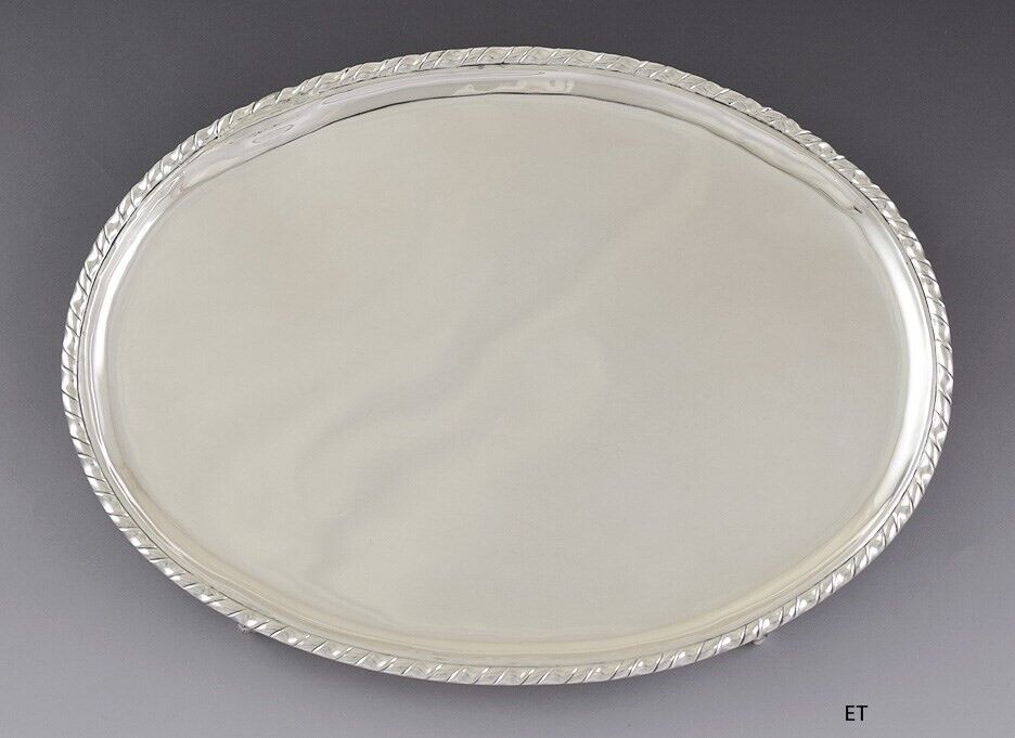 Elegant 1700s European Silver Claw Foot Serving Tray