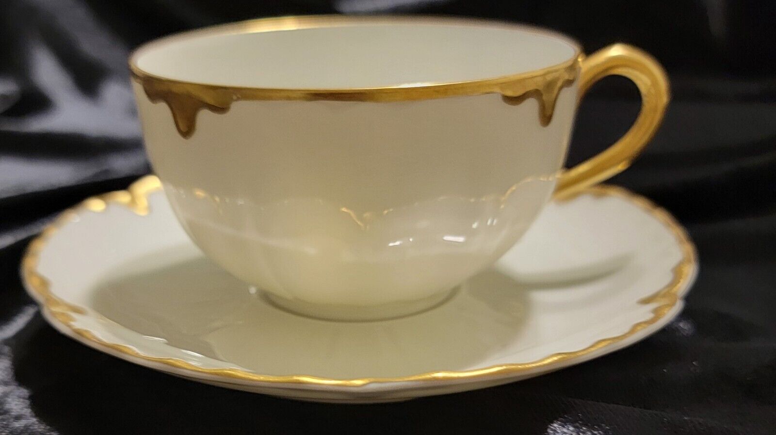 Haviland Limoges Gold Rim Tea Cup & Saucer