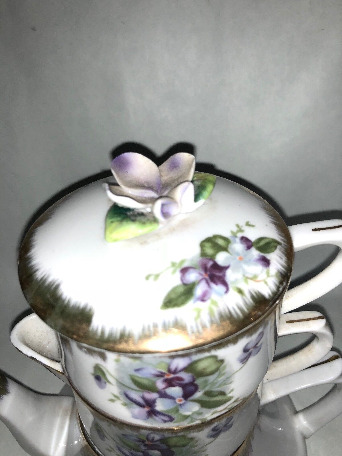 Vintage Wako China Stackable Tea Set with Floral Design