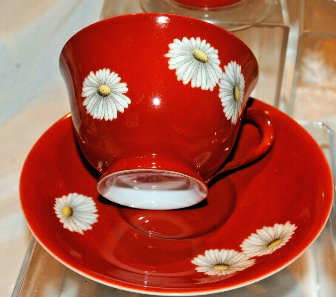 Antique Noritake Sunset Red Daisy Tea Set