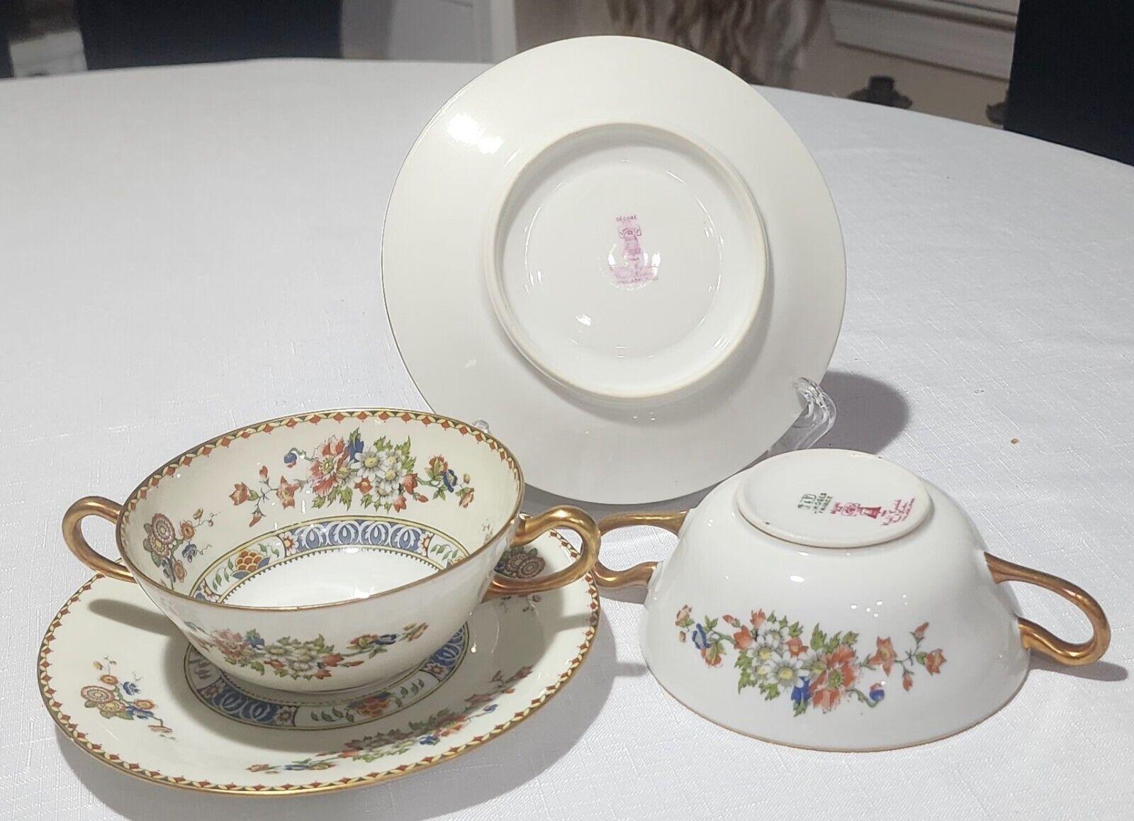 Antique T&V Limoges Soup Bowls and Cups
