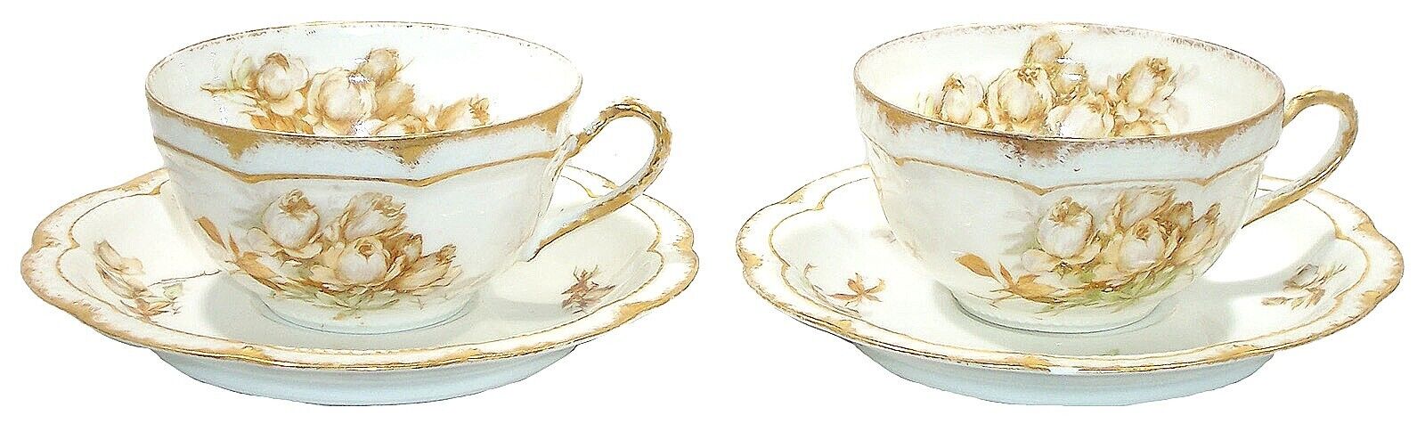 Antique Haviland Limoges Cups & Saucers Set