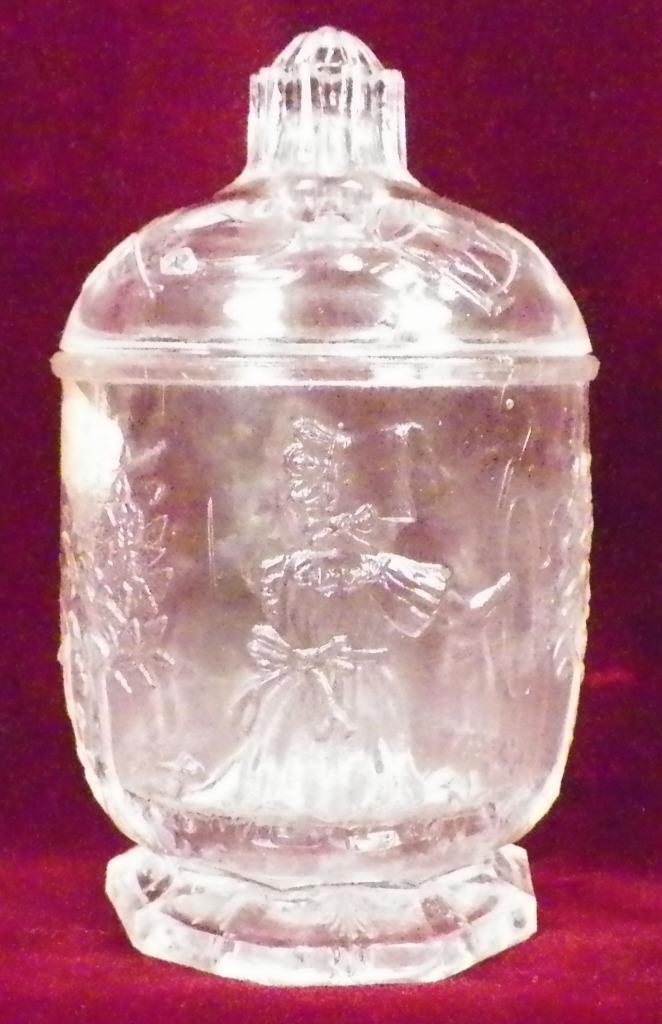 Antique Nursery Rhymes Glass Sugar Bowl