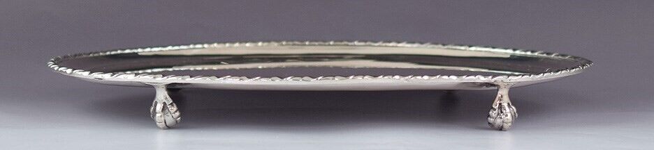 Elegant 1700s European Silver Claw Foot Serving Tray