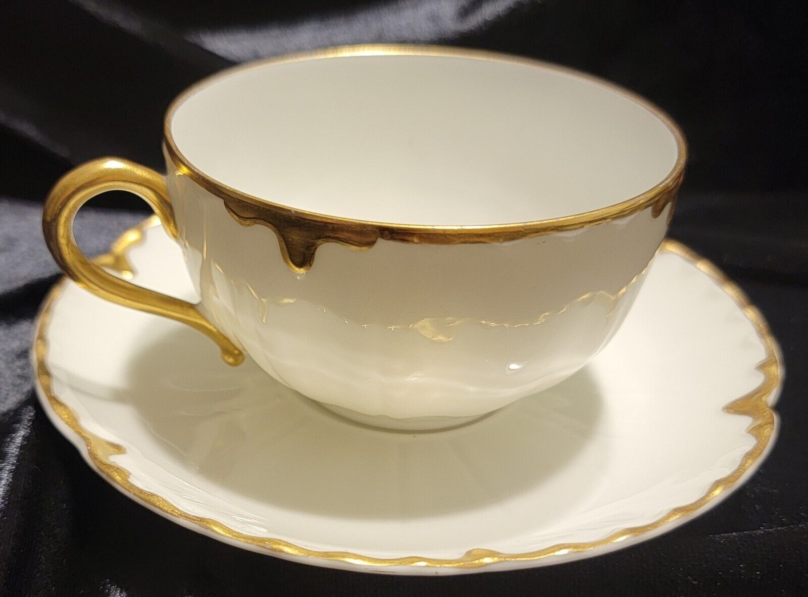 Haviland Limoges Gold Rim Tea Cup & Saucer
