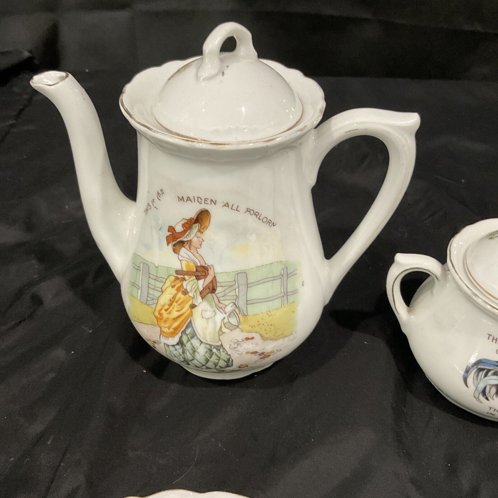 Antique German Porcelain Child's Tea Set, 4 Pieces