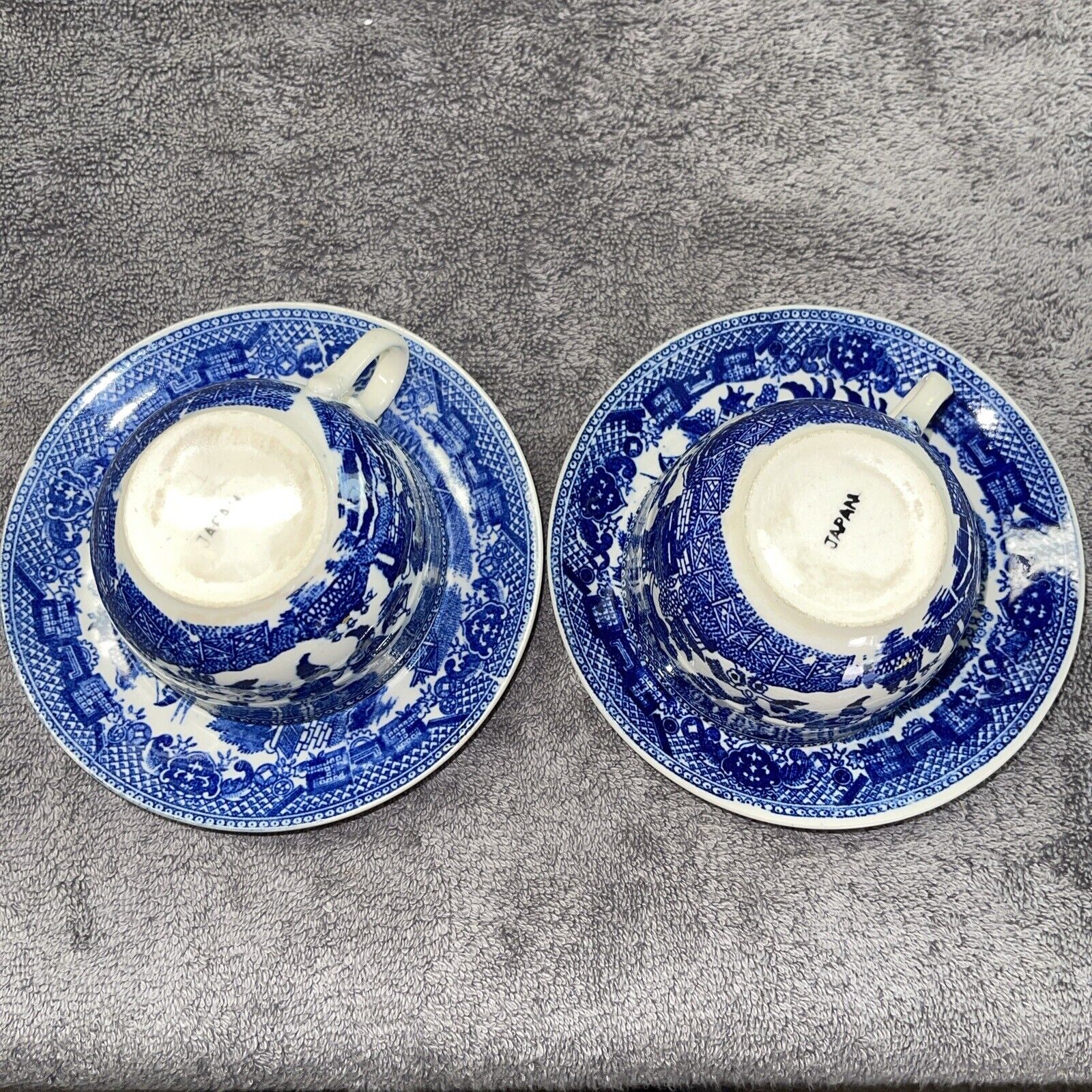 Blue Willow Antique Tea Cup and Saucer Set