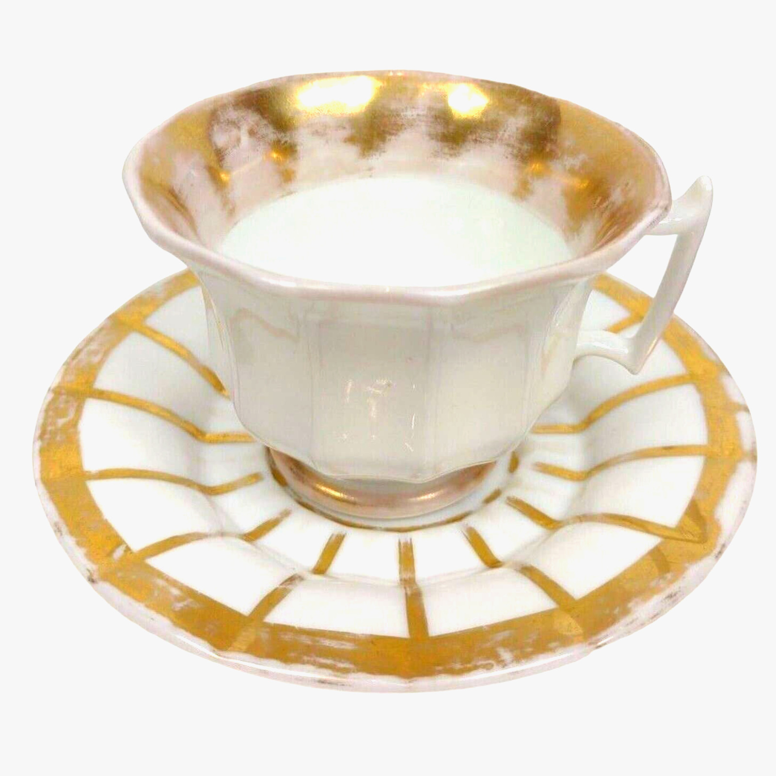 Antique Furstenberg Grecque Gold Coffee Cup & Saucer