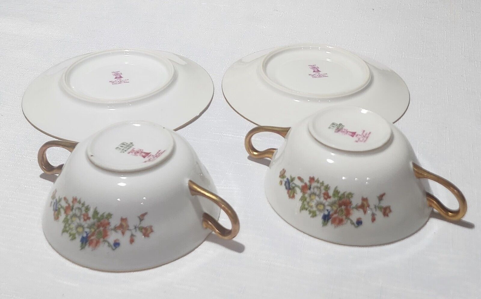 Antique T&V Limoges Soup Bowls and Cups