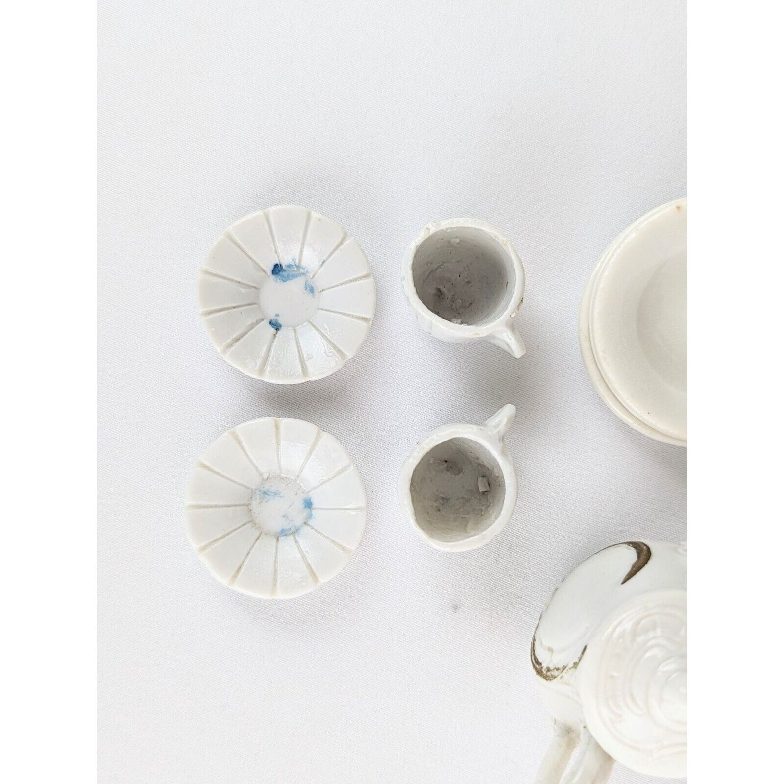 Vintage 9-Piece White Porcelain Dollhouse Tea Set