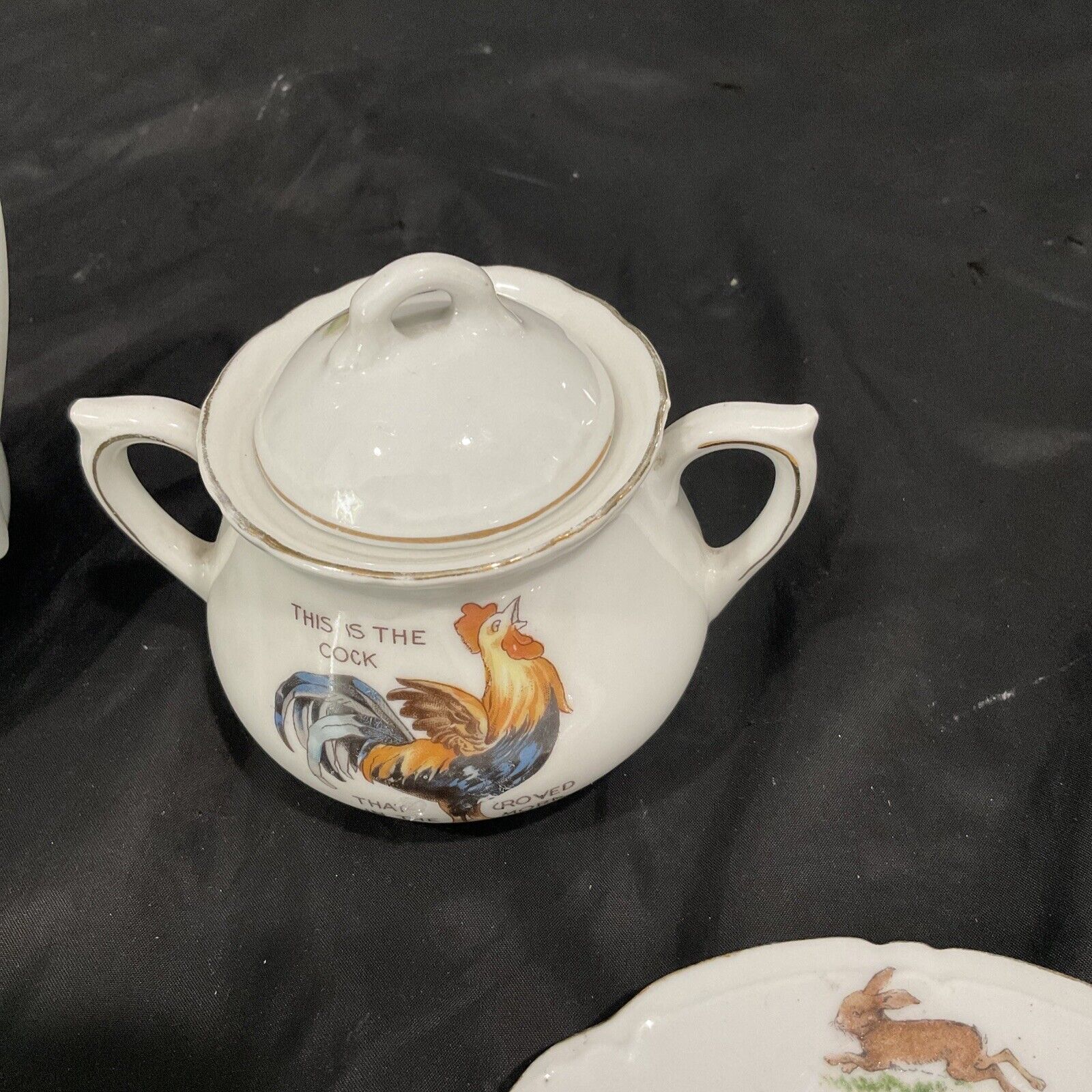 Antique German Porcelain Child's Tea Set, 4 Pieces