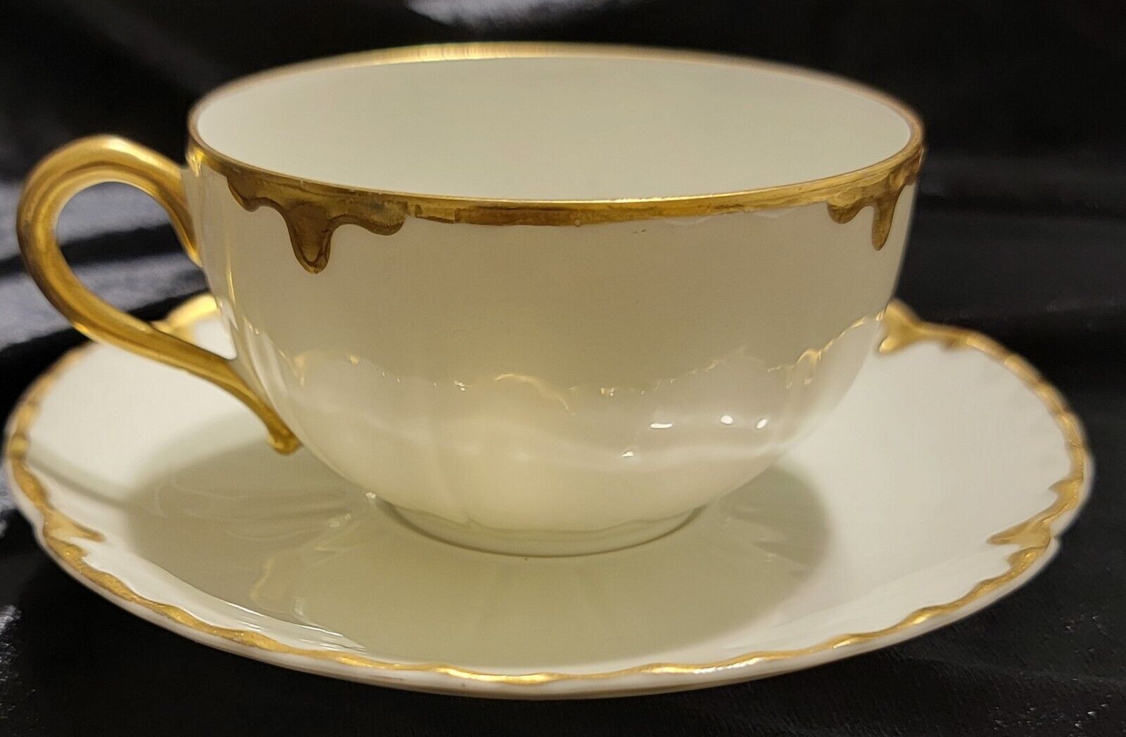 Haviland Limoges Gold Rim Tea Cup & Saucer