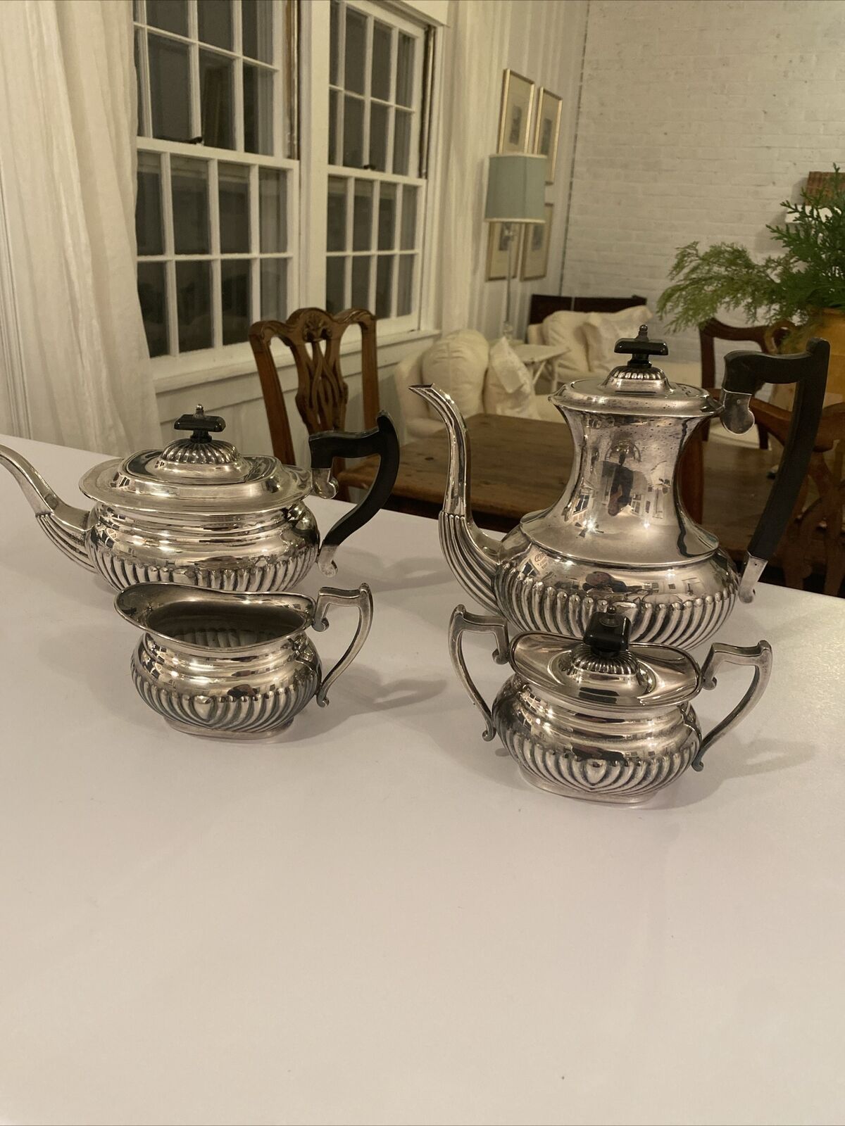 Antique Bakelite Handled Silver Plated Tea Set