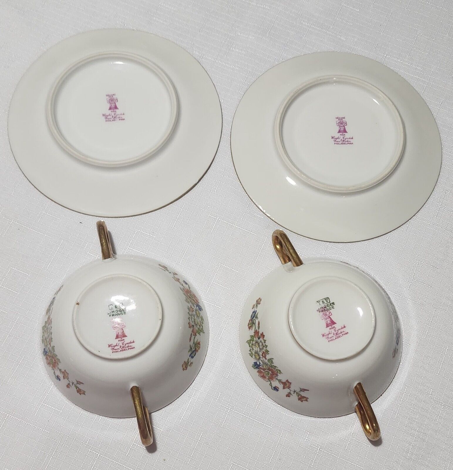 Antique T&V Limoges Soup Bowls and Cups
