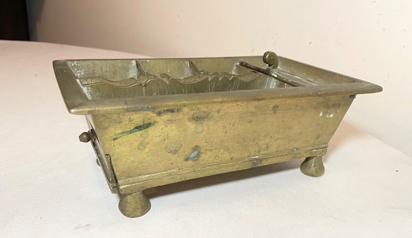 18th Century Handmade Brass Smoking Stand Caddy