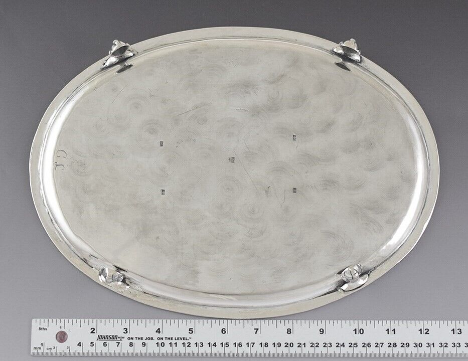 Elegant 1700s European Silver Claw Foot Serving Tray