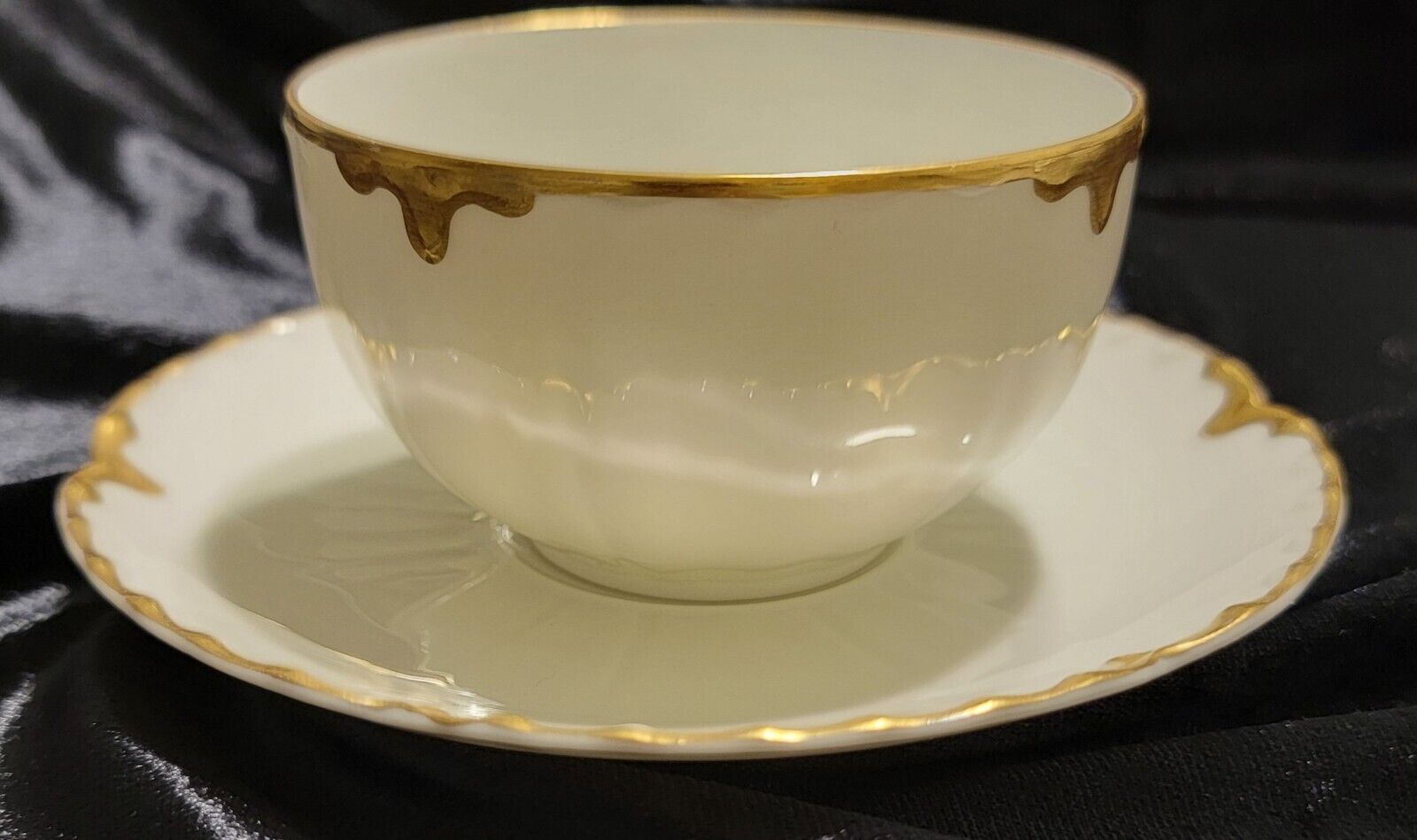 Haviland Limoges Gold Rim Tea Cup & Saucer
