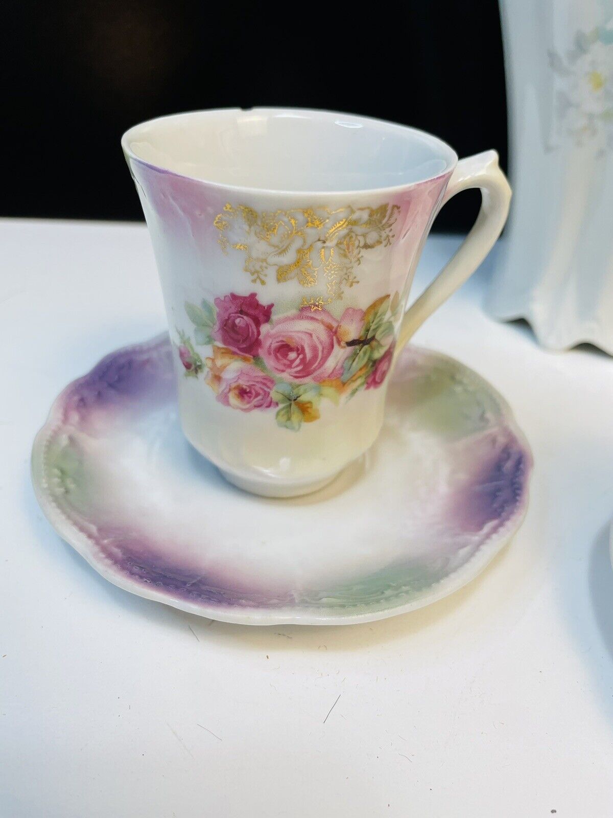 Vintage Floral Roses Chocolate Teapot Set, Germany