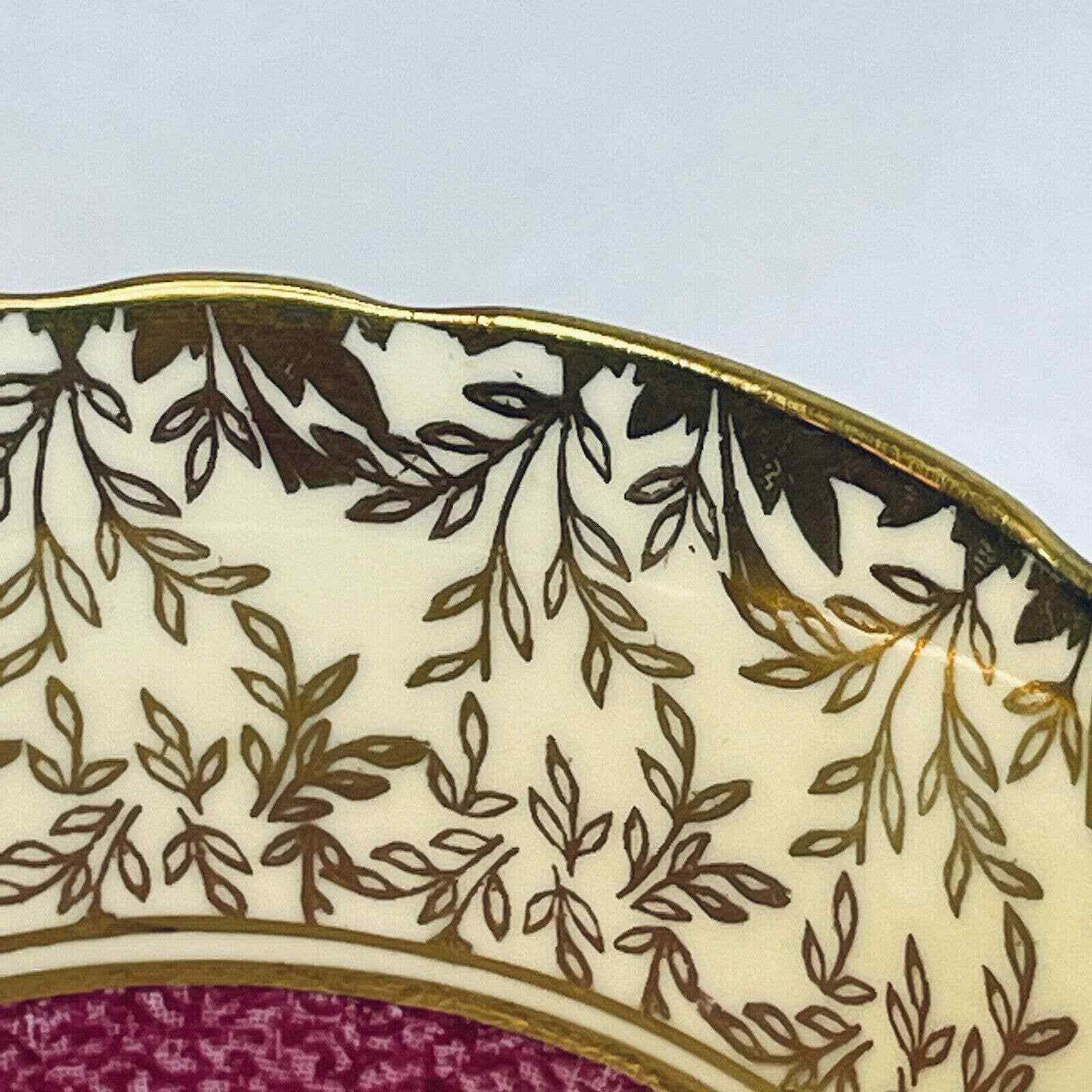 Aynsley Burgundy Red Tea Cup and Saucer Set