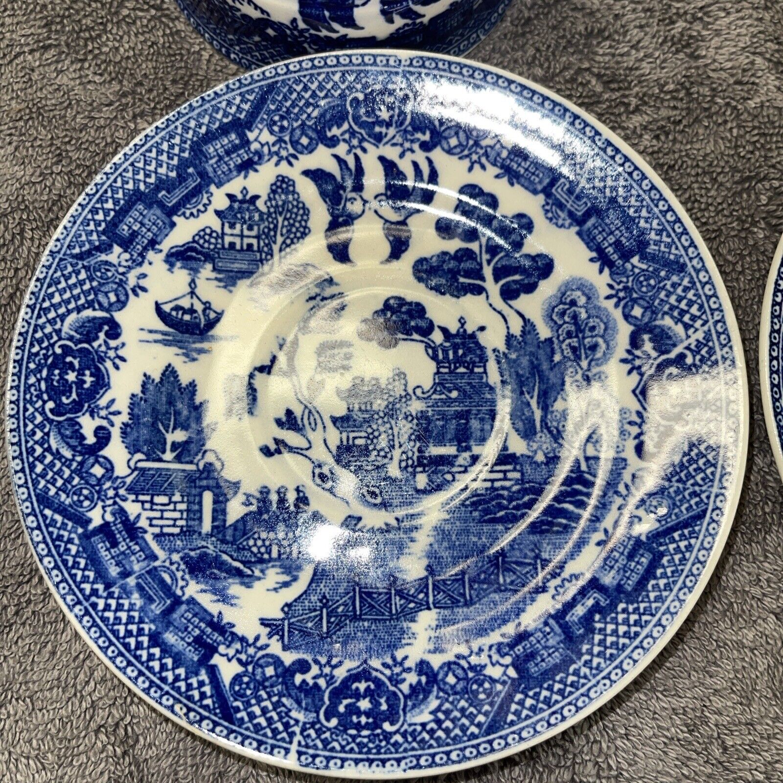 Blue Willow Antique Tea Cup and Saucer Set