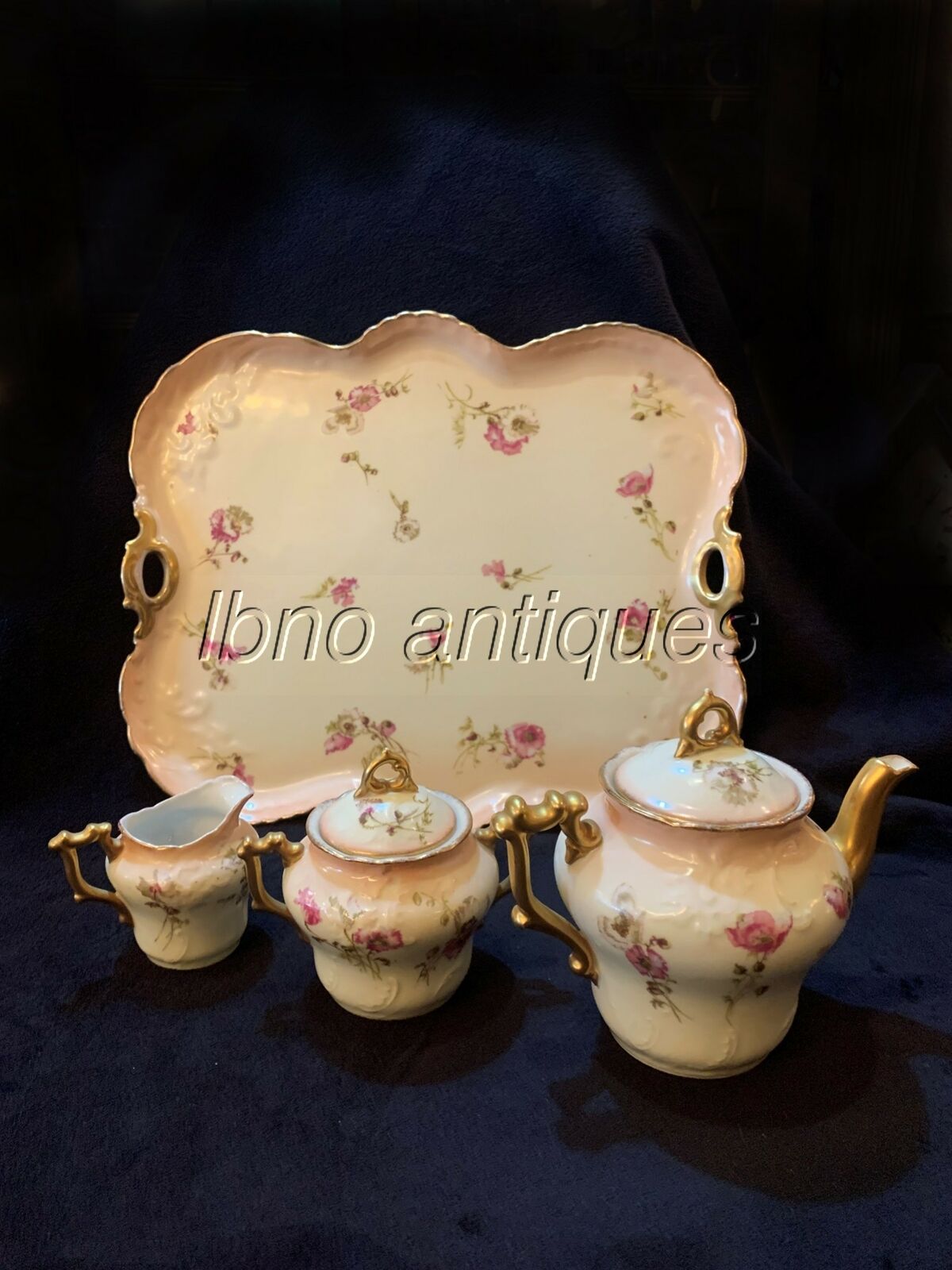 Antique German Porcelain Tea Set for Four