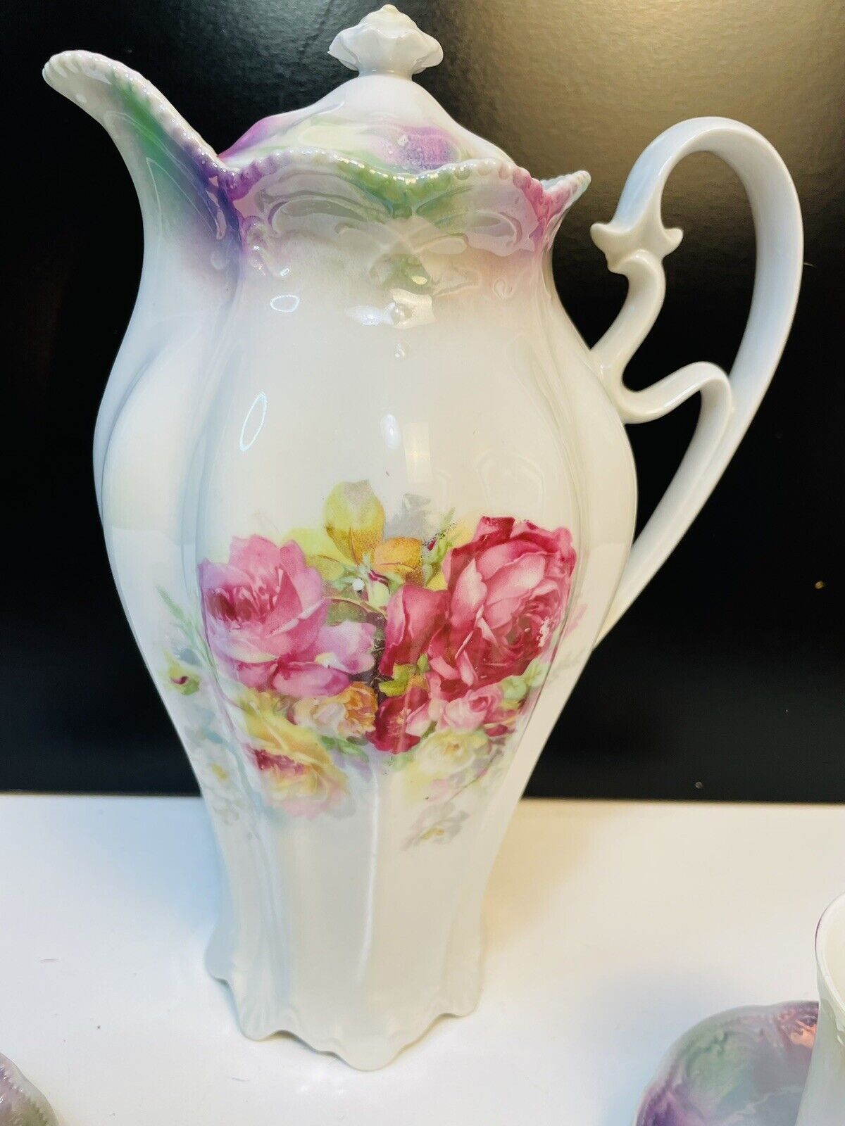 Vintage Floral Roses Chocolate Teapot Set, Germany