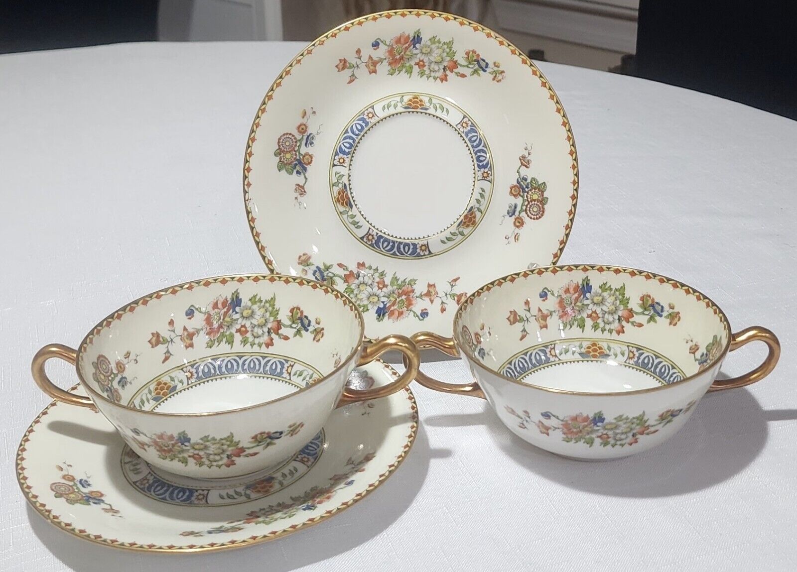 Antique T&V Limoges Soup Bowls and Cups