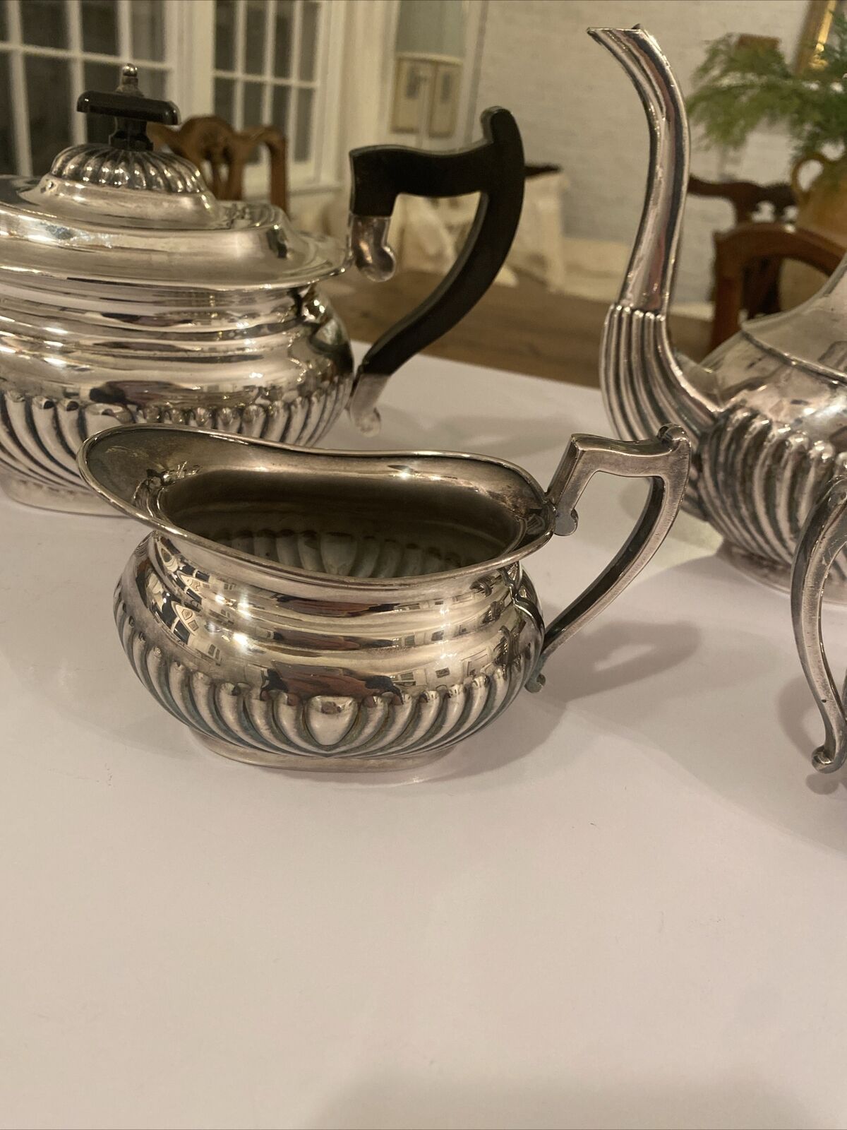 Antique Bakelite Handled Silver Plated Tea Set
