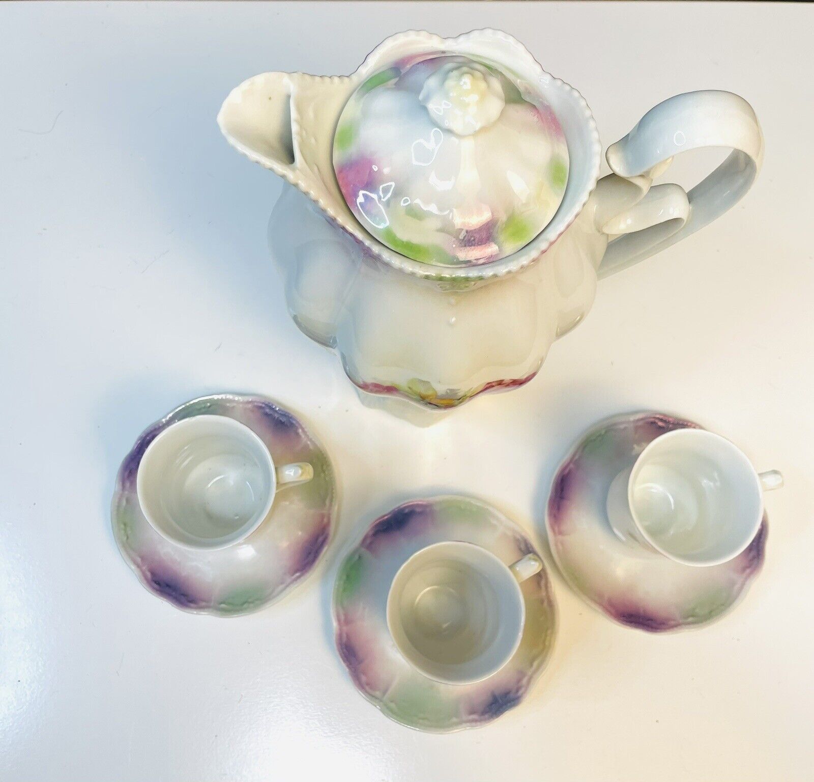 Vintage Floral Roses Chocolate Teapot Set, Germany
