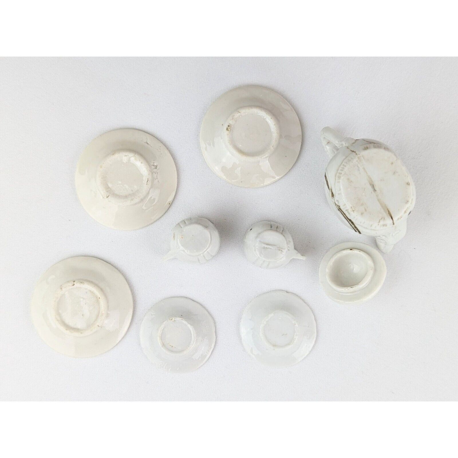 Vintage 9-Piece White Porcelain Dollhouse Tea Set
