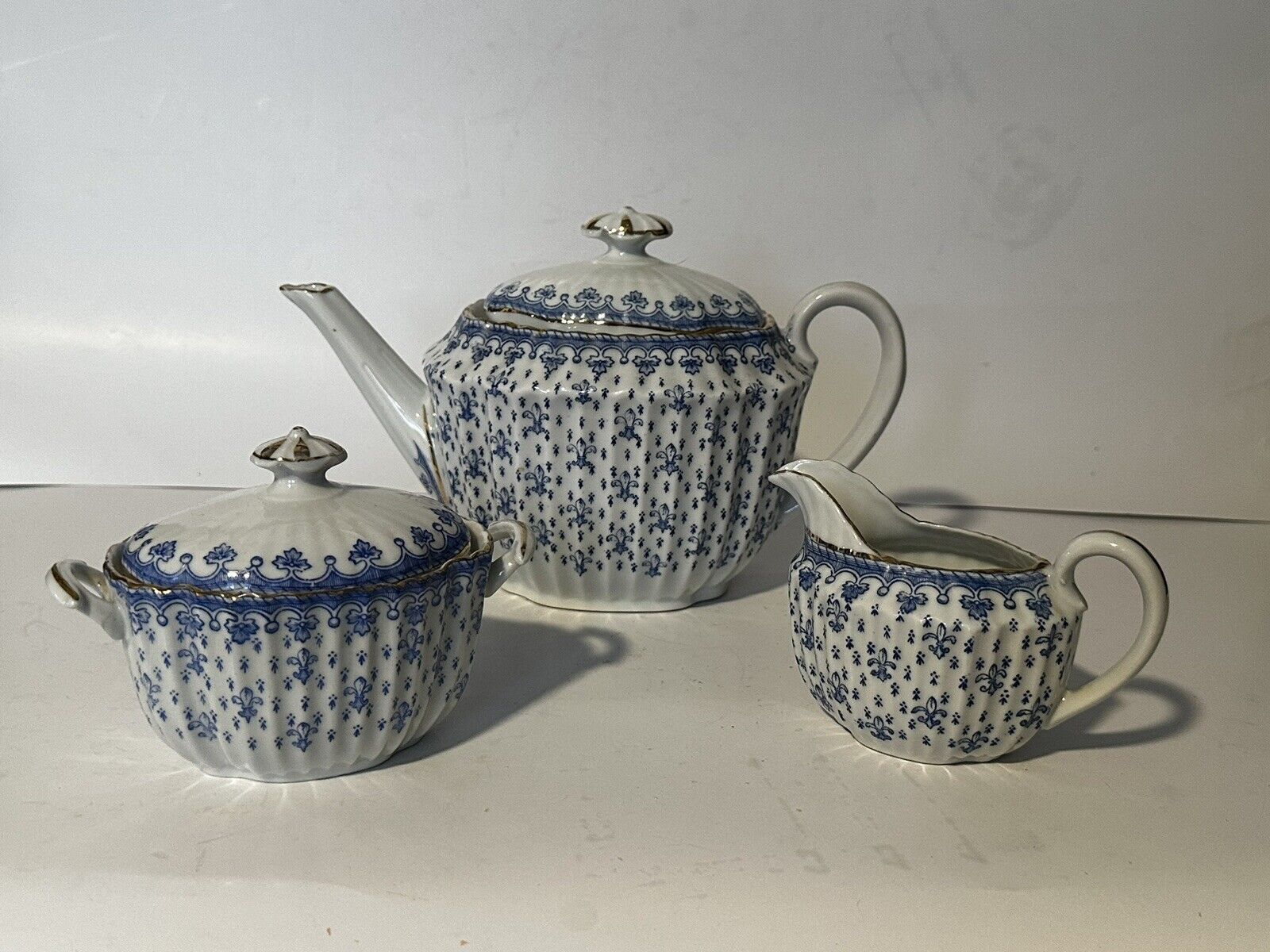 Antique Oscar Schaller Fleur De Lys Tea Set