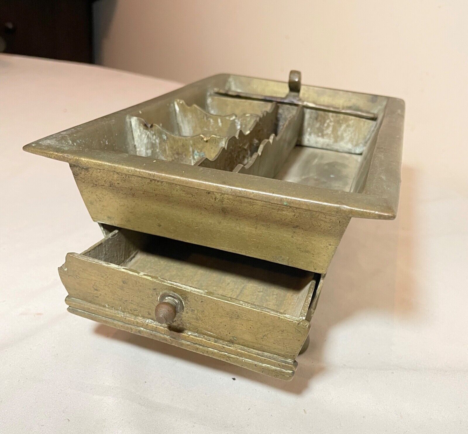 18th Century Handmade Brass Smoking Stand Caddy