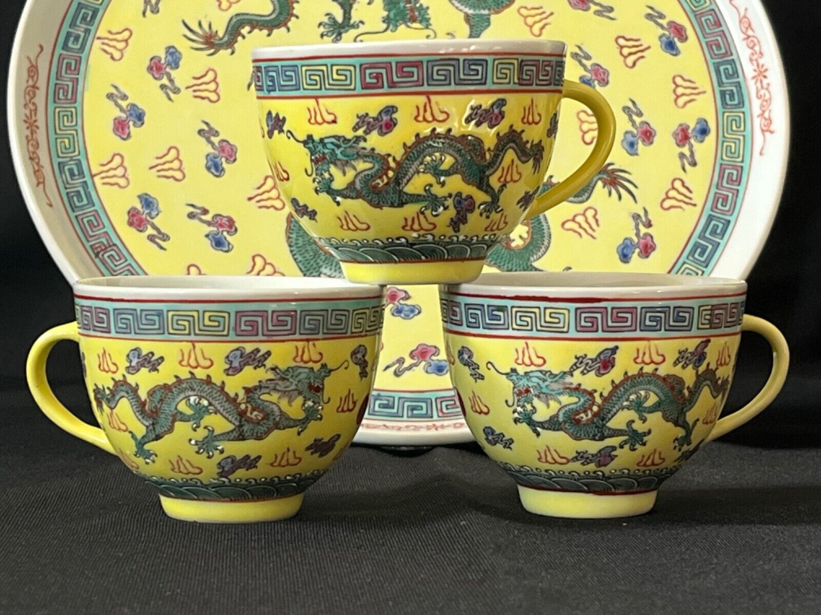 Vintage Chinese Porcelain Yellow Tea Set