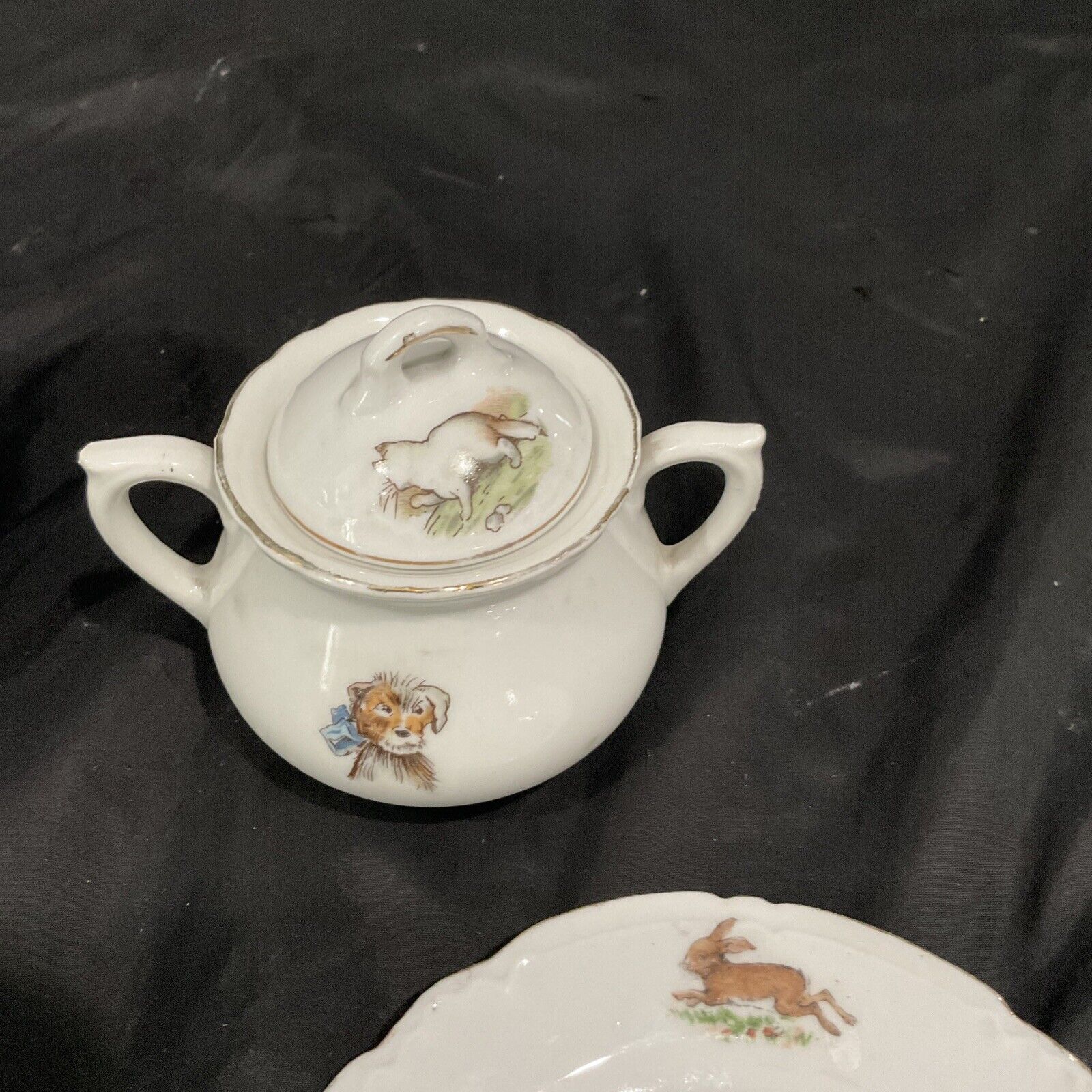 Antique German Porcelain Child's Tea Set, 4 Pieces