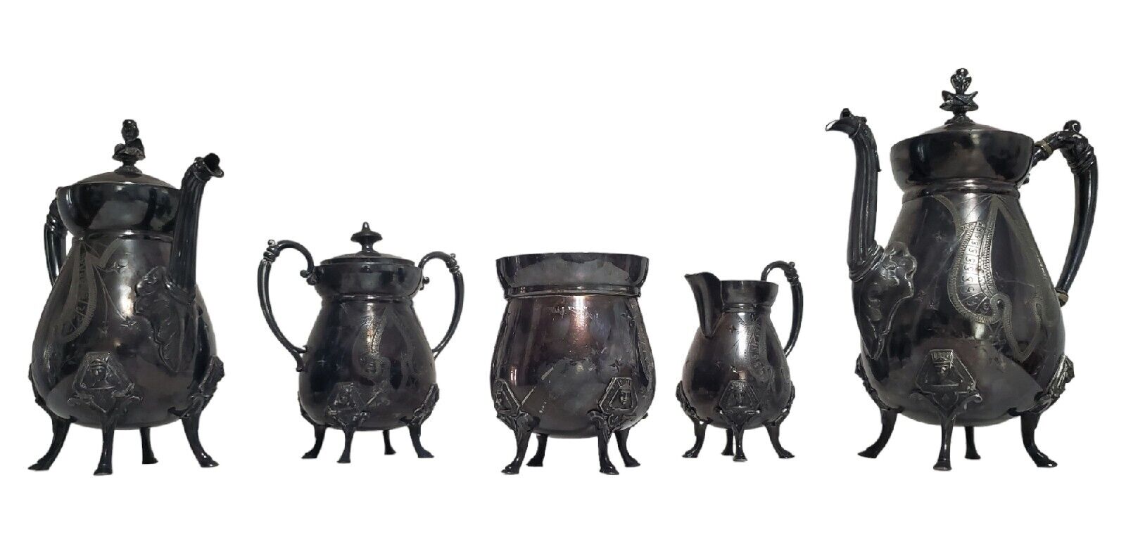 Victorian 6-Piece Silver Plated Tea Service Set