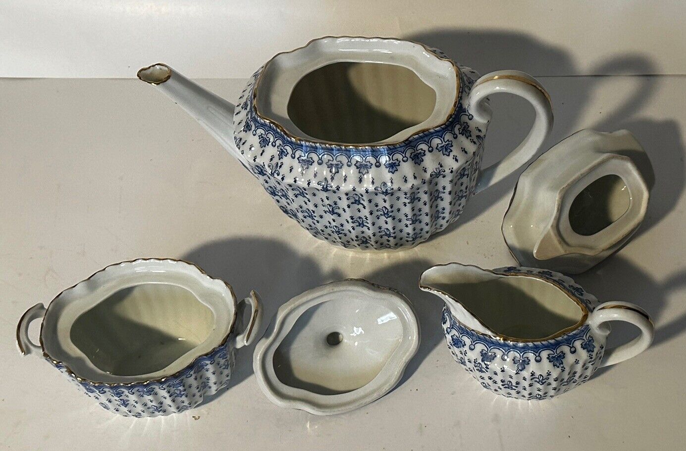 Antique Oscar Schaller Fleur De Lys Tea Set
