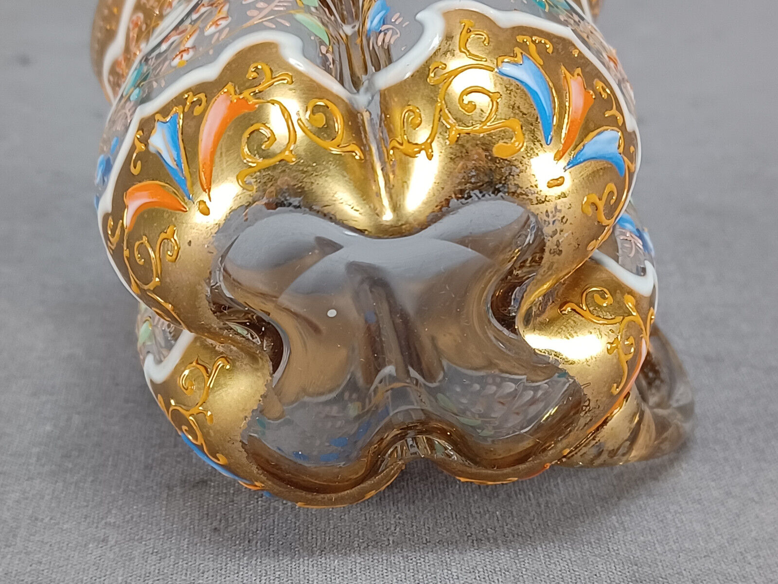 Bohemian Enamel Floral Gold Quatrefoil Tea Cup