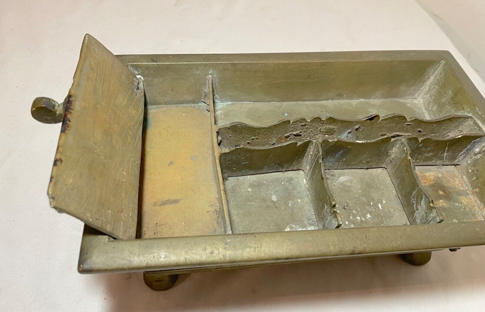 18th Century Handmade Brass Smoking Stand Caddy