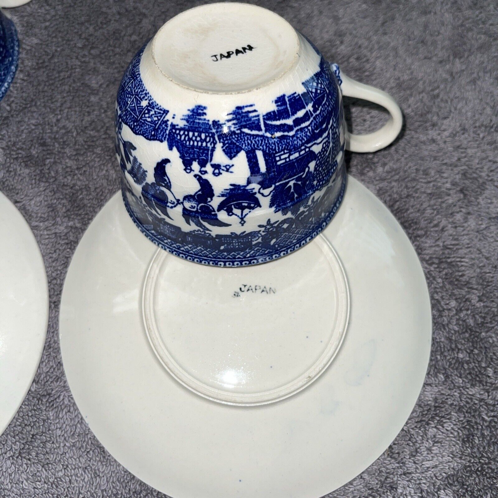 Blue Willow Antique Tea Cup and Saucer Set