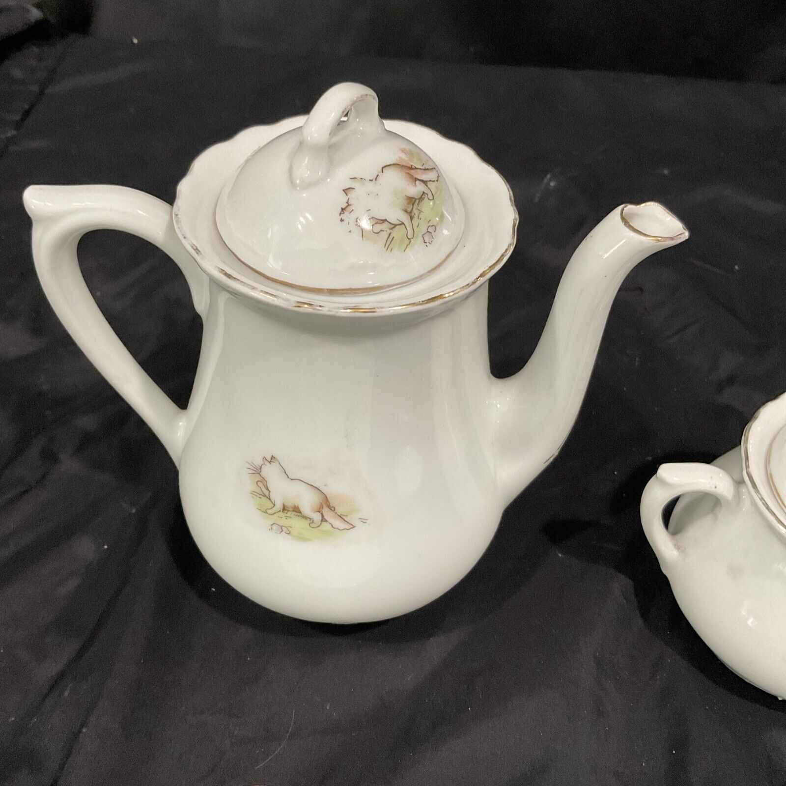 Antique German Porcelain Child's Tea Set, 4 Pieces