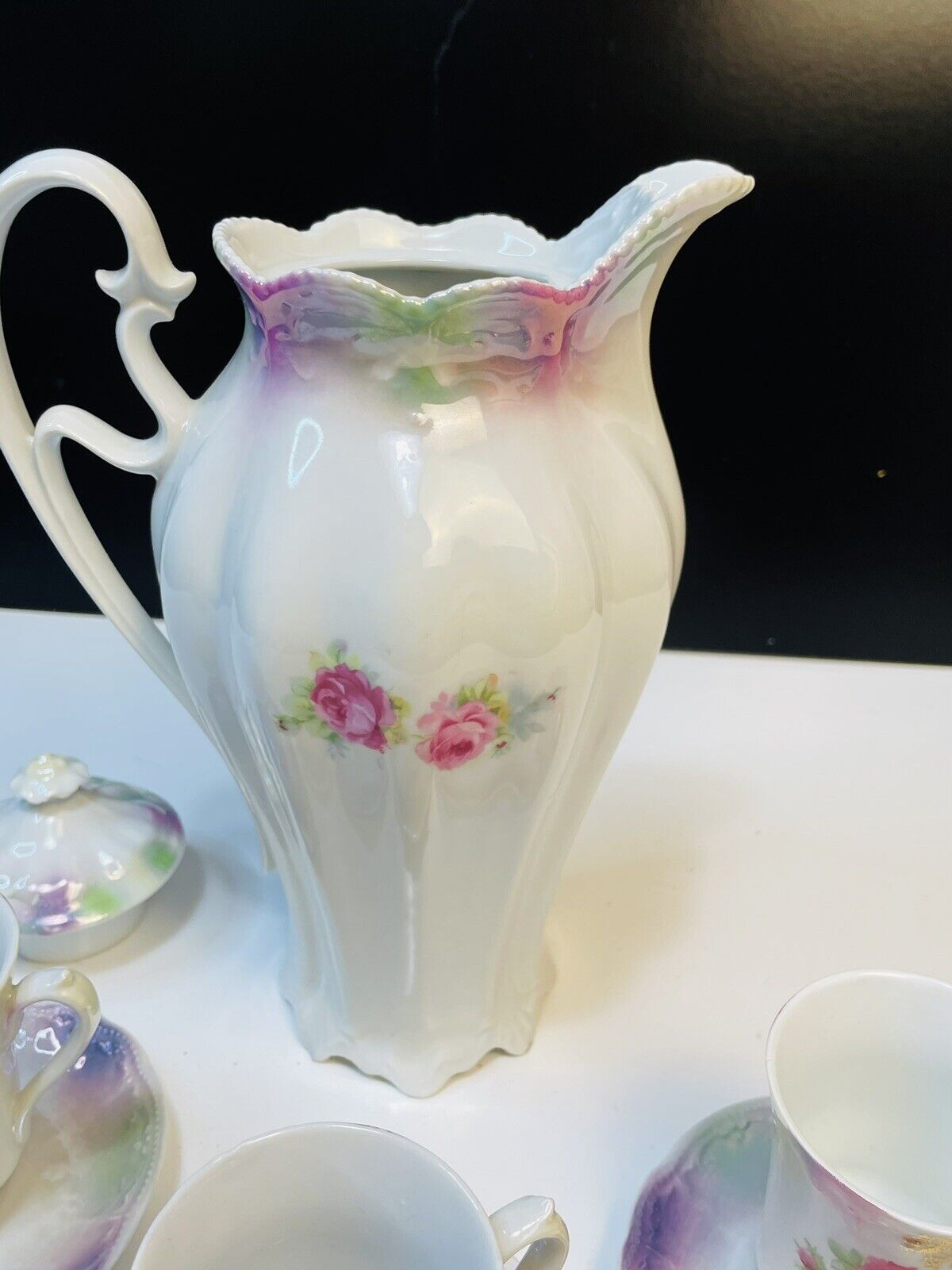 Vintage Floral Roses Chocolate Teapot Set, Germany