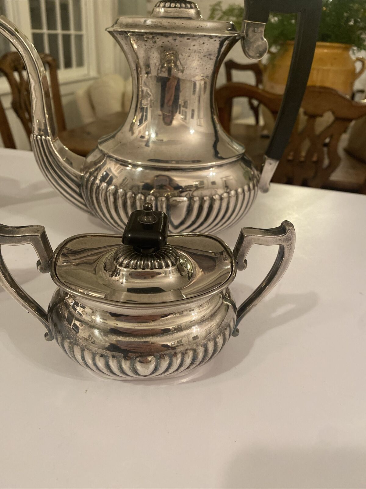 Antique Bakelite Handled Silver Plated Tea Set