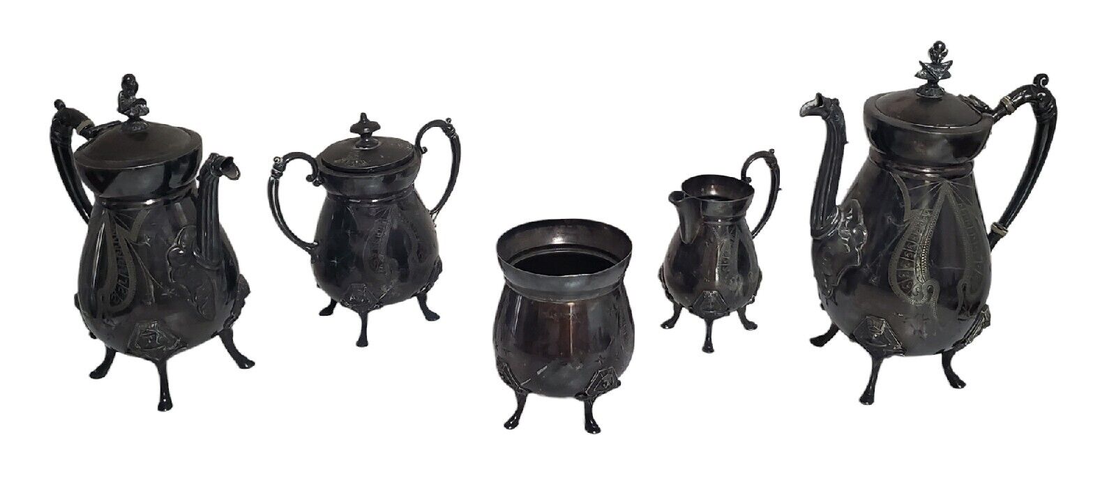 Victorian 6-Piece Silver Plated Tea Service Set